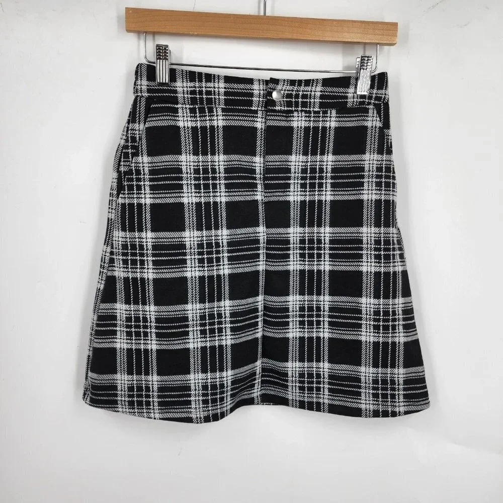VERO MODA Women's‎ Fidela Plaid Skirt In Black Check Size S NWT